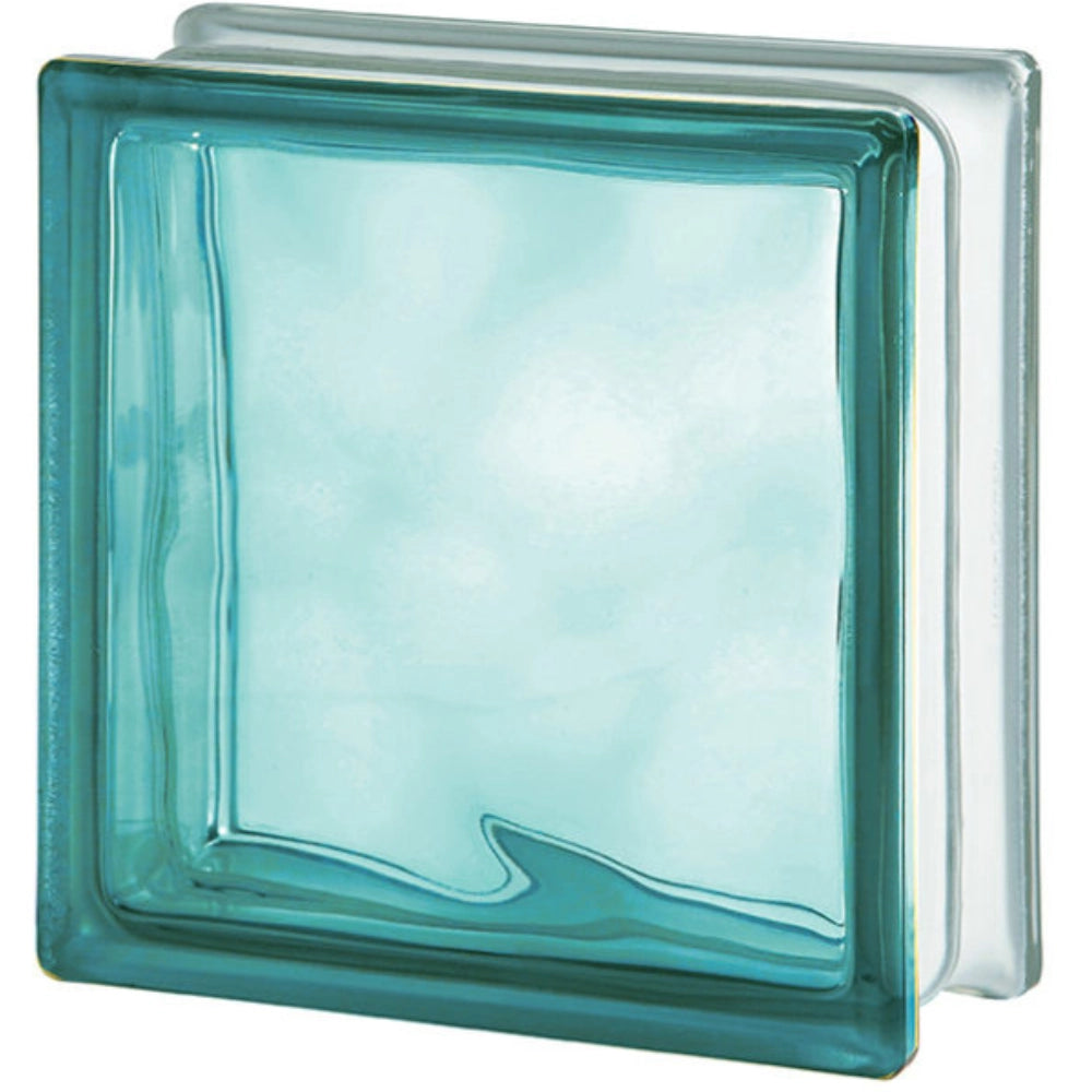 Vetromattone effetto ondulato diffusione luce modello pure 190 x 190 x 80 mm *** colore- turchese, confezione 1