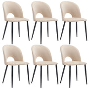 Set di 6 sedie da pranzo con schienale trapuntato e piedi regolabili in velluto beige