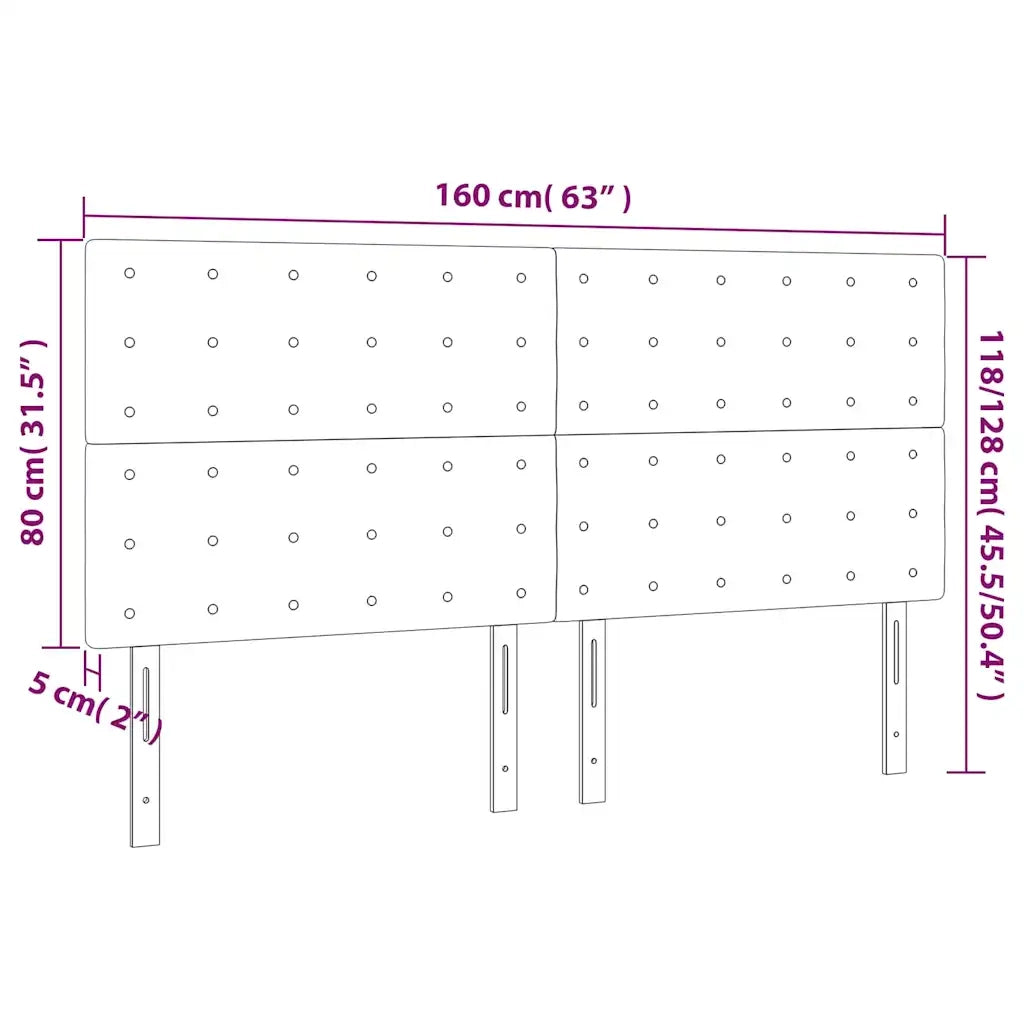 Testiera | Testata Blu Scuro 160x5x118/128 cm Velluto