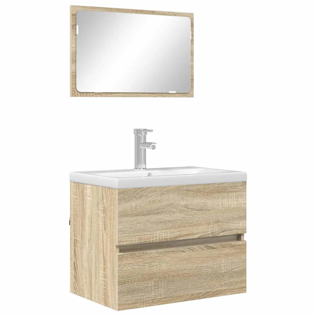 Set di mobili per il Bagno | Armadio da bagno Rovere Sonoma Legno multistrato