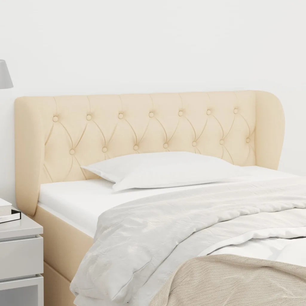 Testiera | Testata ad Orecchio Crema 93x23x78/88 cm in Tessuto