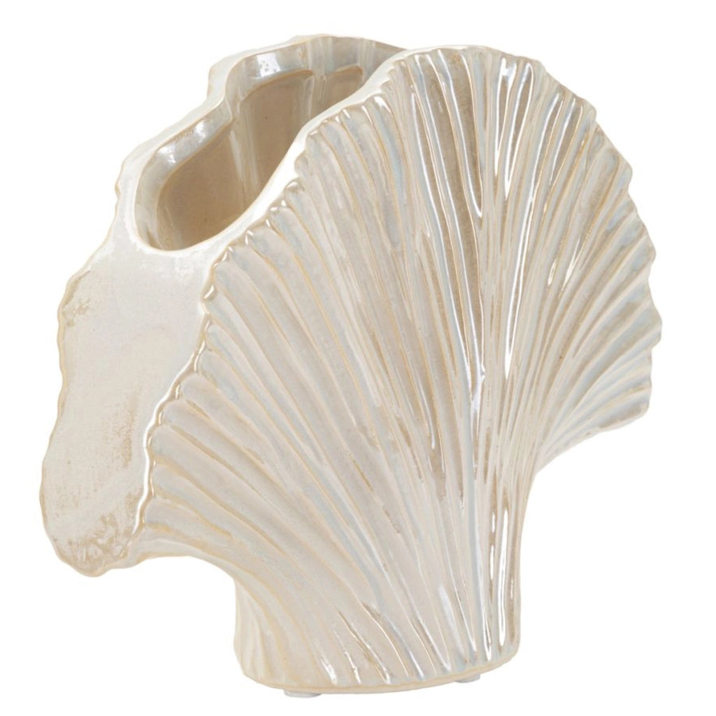 Vaso Decorativo VKH851, Bianco, Ceramica, 27x8x19 cm