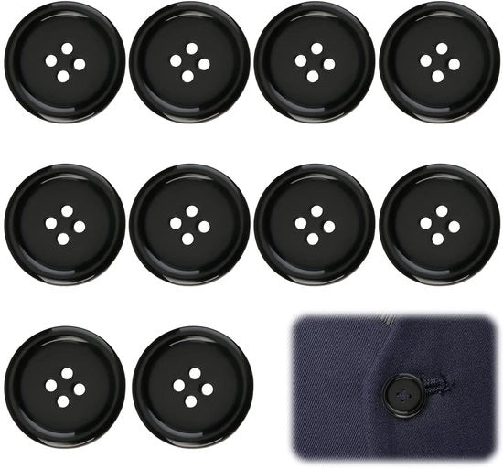Set di chiodi a testa rotonda da 10 pz - Nero - 30 mm - 4 fori - Resistenti e leggeri - Accessori per cucito