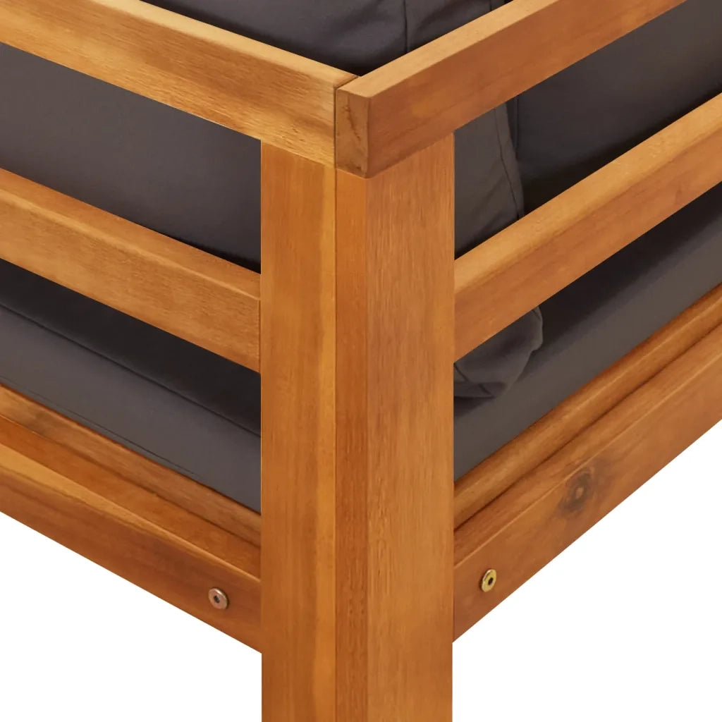 Lettini Prendisole con Cuscini Grigio Scuro 2 pz Legno d'Acacia 3087269