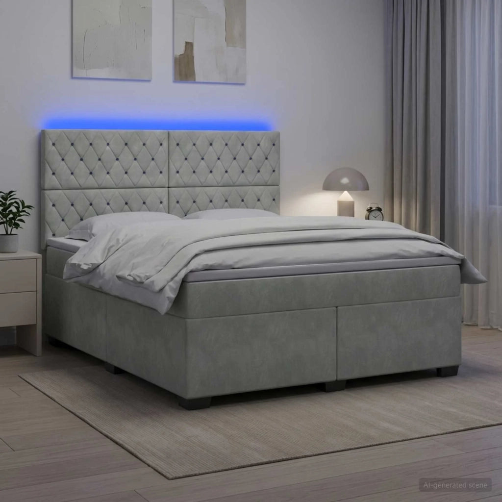 Letto box spring con materasso Grigio Chiaro 140 x 200 cm 3455114