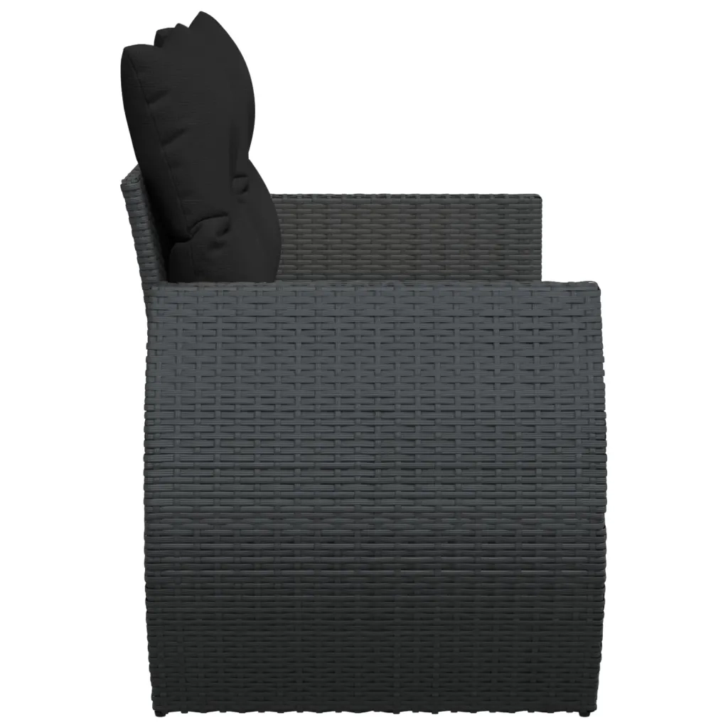 Divano da Giardino con Cuscini a 2 Posti Nero in Polyrattan 365973