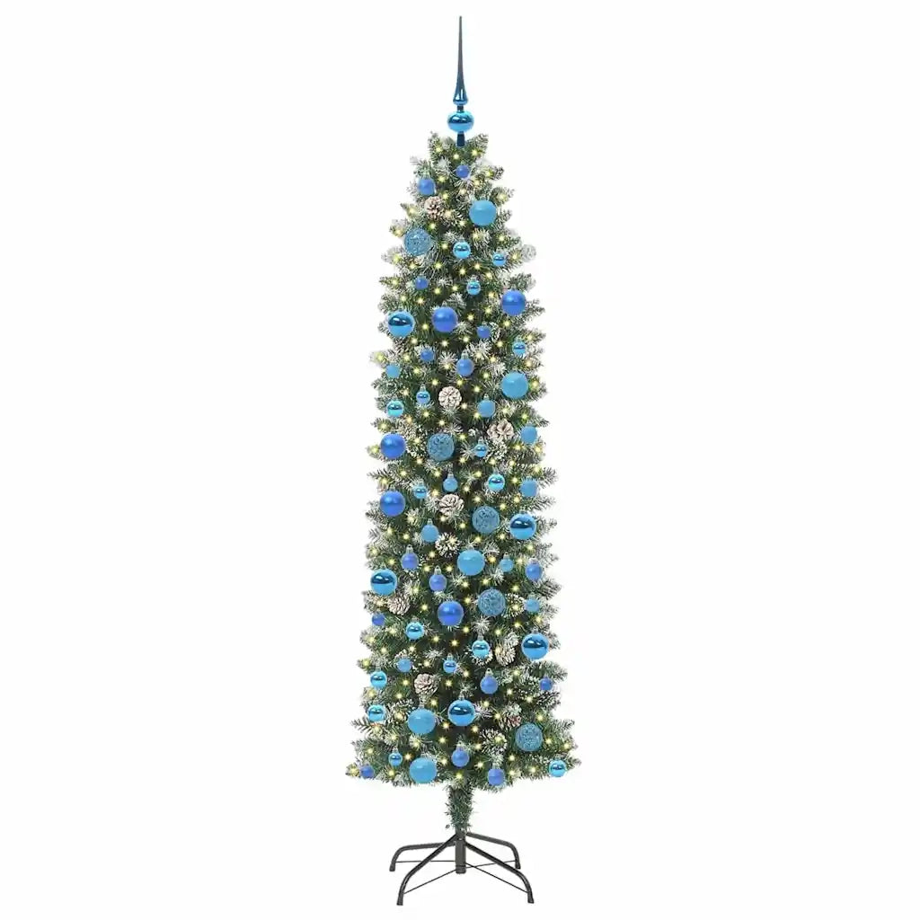 Albero di Natale Artificiale Sottile Verde e Bianco 180 cm 3395300