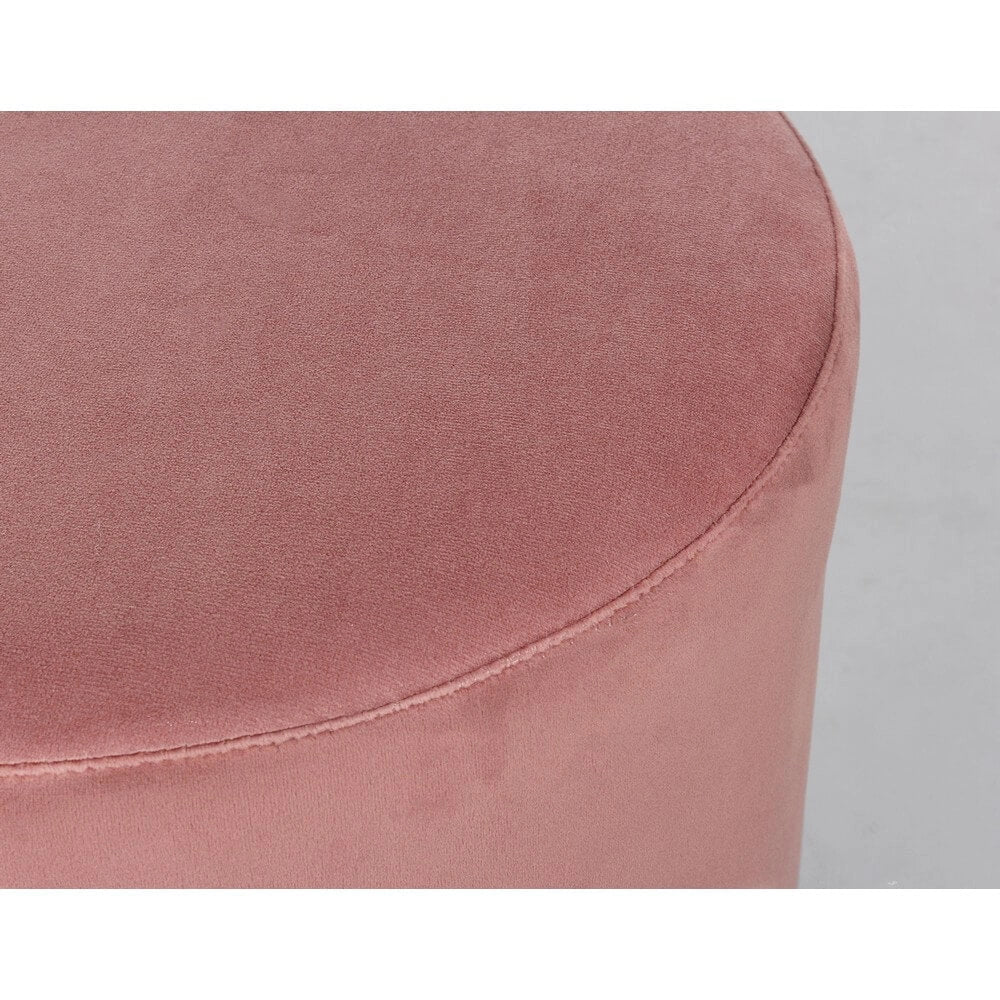 Pouf Rotondo in Velluto con Base in Acciaio Dorato - CLARK