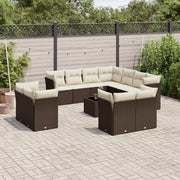 Set Divani da Giardino 12 pz con Cuscini Marrone in Polyrattan 3250362