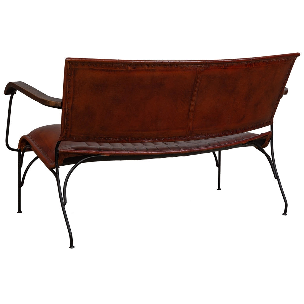 Sgabello in metallo e pelle marrone 112x62x75h