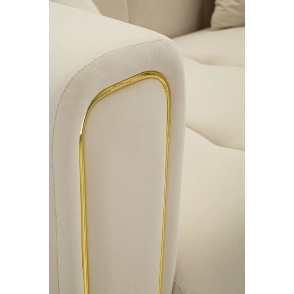 Divano VKH40, Beige, Legno, 81x155x71 cm
