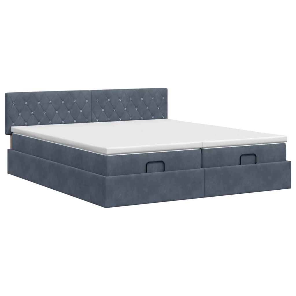 Letto ottomano con materasso 2 pcs Grigio Scuro Velluto 3456739