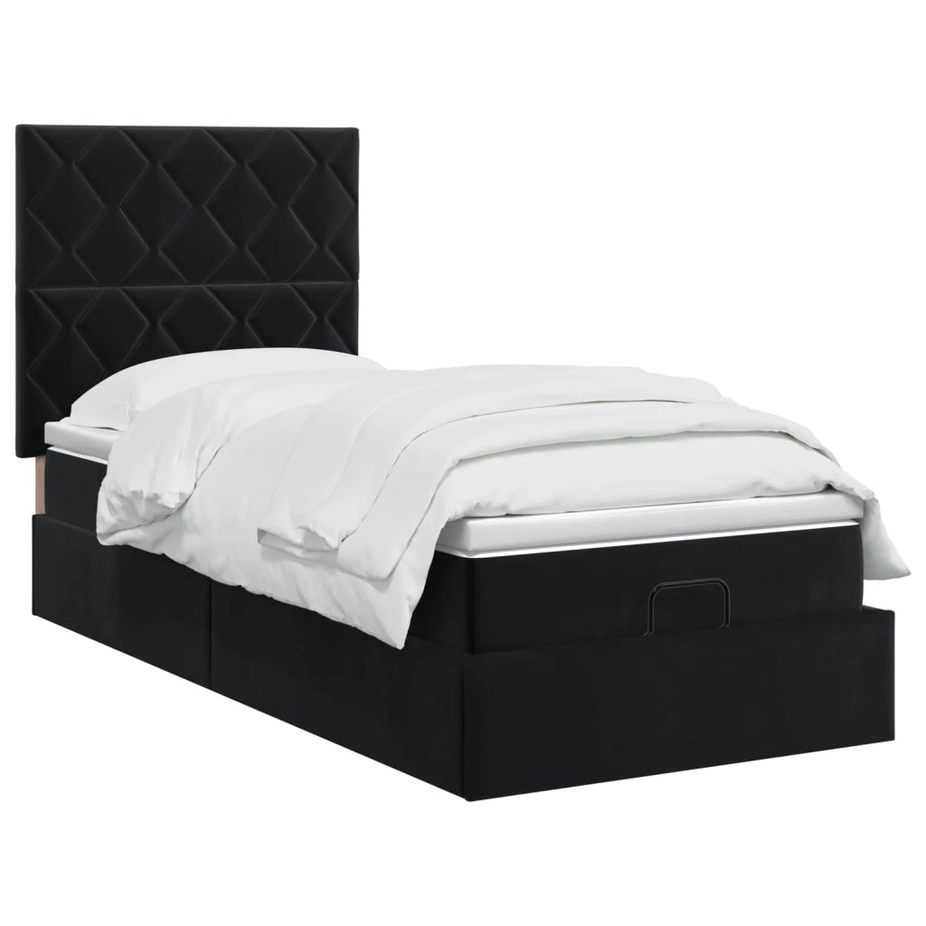 Letto Ottomano con Materasso e LED Nero 90 x 190 cm Velluto 3458345