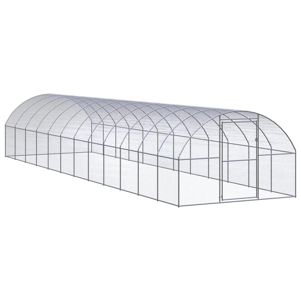 Pollaio/recinto/gabbia per polli da esterno 3 x 12 x 2 m acciaio zincato argento 02_0044000