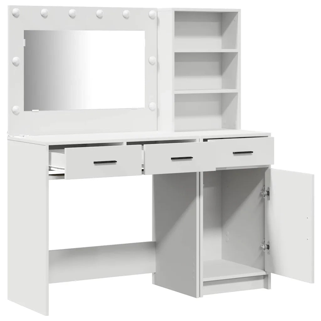 Toeletta | Tavolo da Trucco con cassetto 2 pz Bianco Legno multistrato