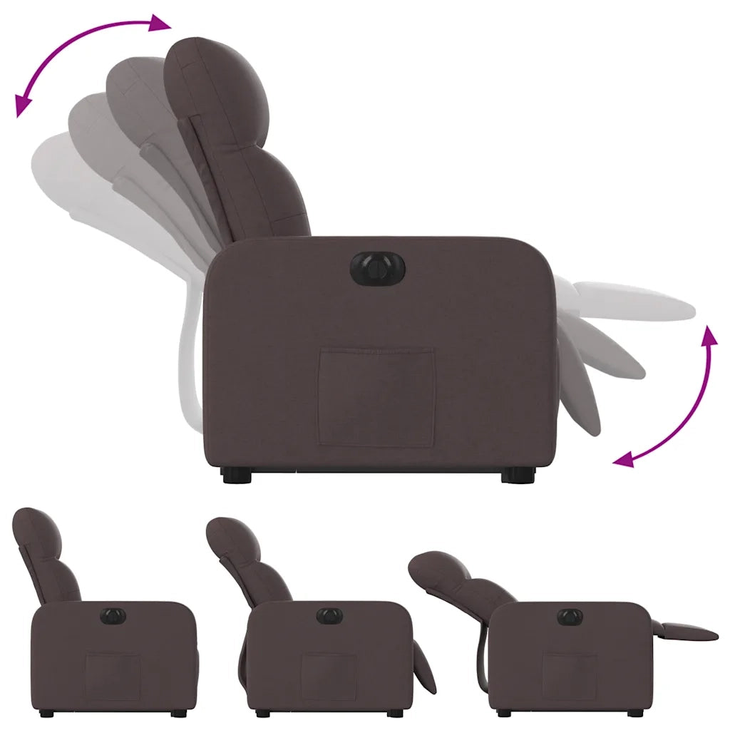 Poltrona | Sedia Relax Alzapersona Reclinante Elettrica Marrone Scuro Tessuto