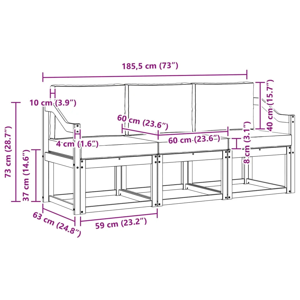 Set di divani da esterno 3 pcs 3387189