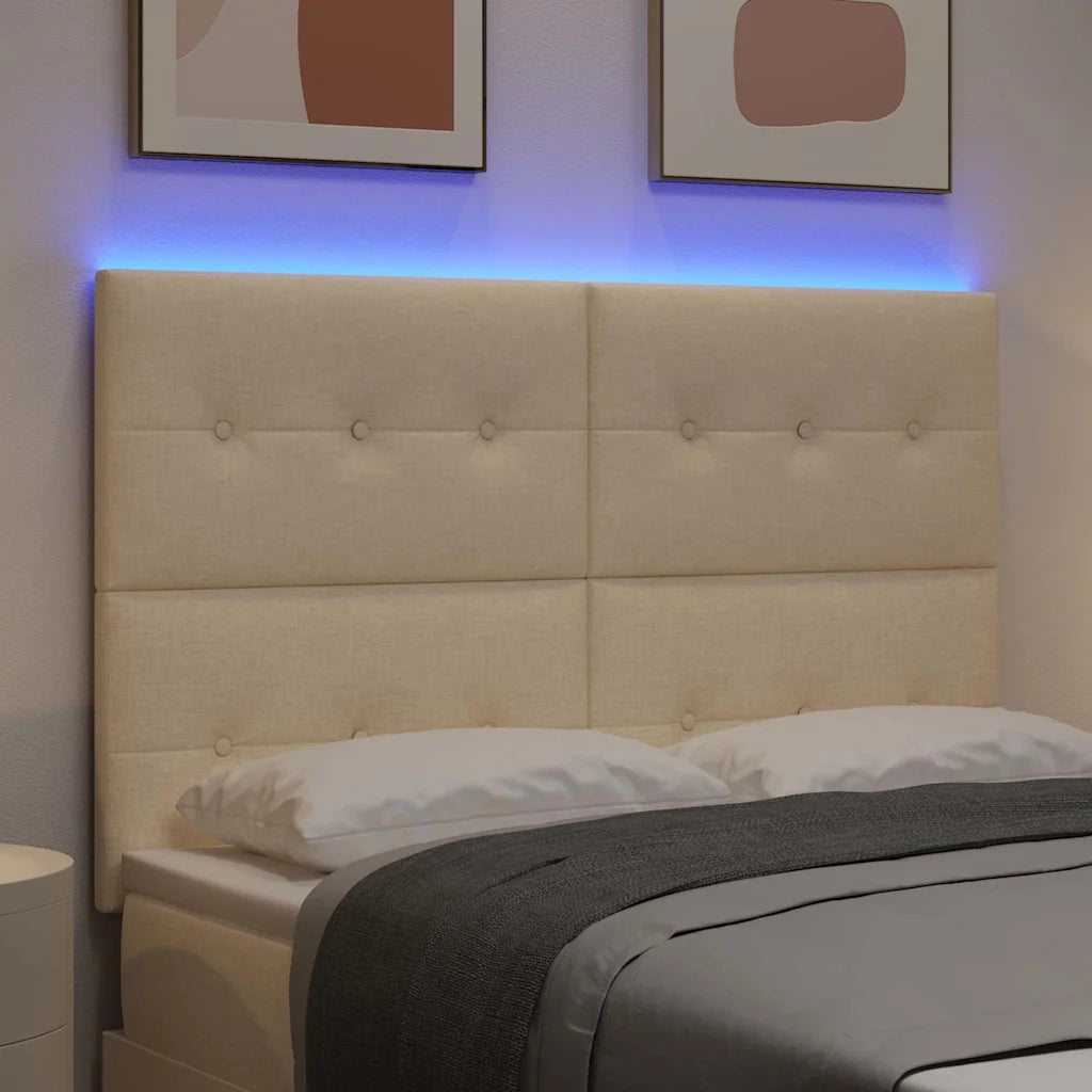 Testiera | Testata LED con strisce LED con Testiera | Testata Crema 160 cm Tessuto