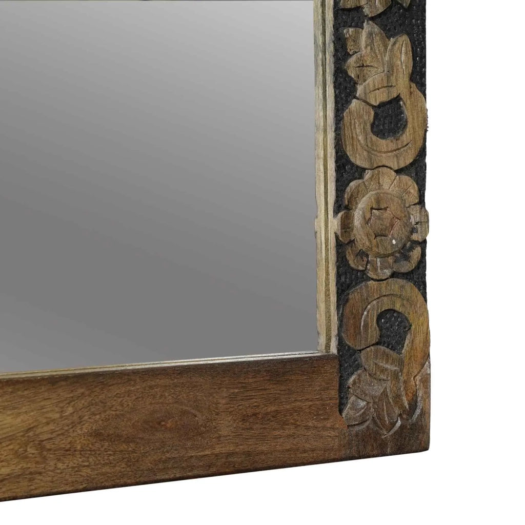 Specchio da Parete | Specchio decorativo Rettangolare Marrone Noce 70 x 50 cm