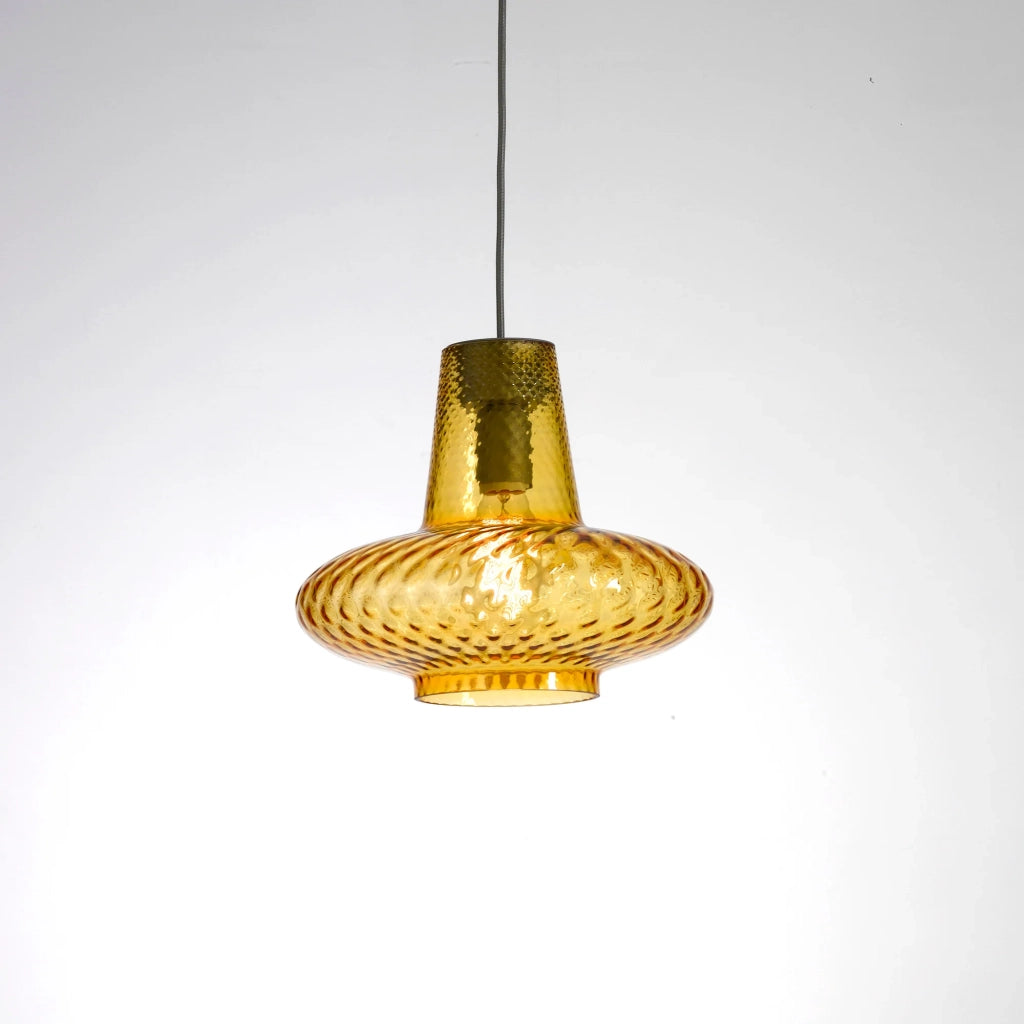 Giulietta sospensione ø.320x3150mm. 1xe27 70w hs-ip20-ver.grigio, vtr.ambra