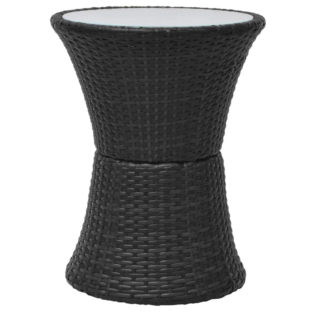 Set da Bistrot 3 pz con Cuscini in Polyrattan Nero