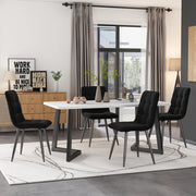 Tavolo da pranzo 117x68 cm (1 pezzo), struttura in metallo, tavolo da pranzo rettangolare con motivo marmorizzato moderno, tavolo da cucina con gambe
