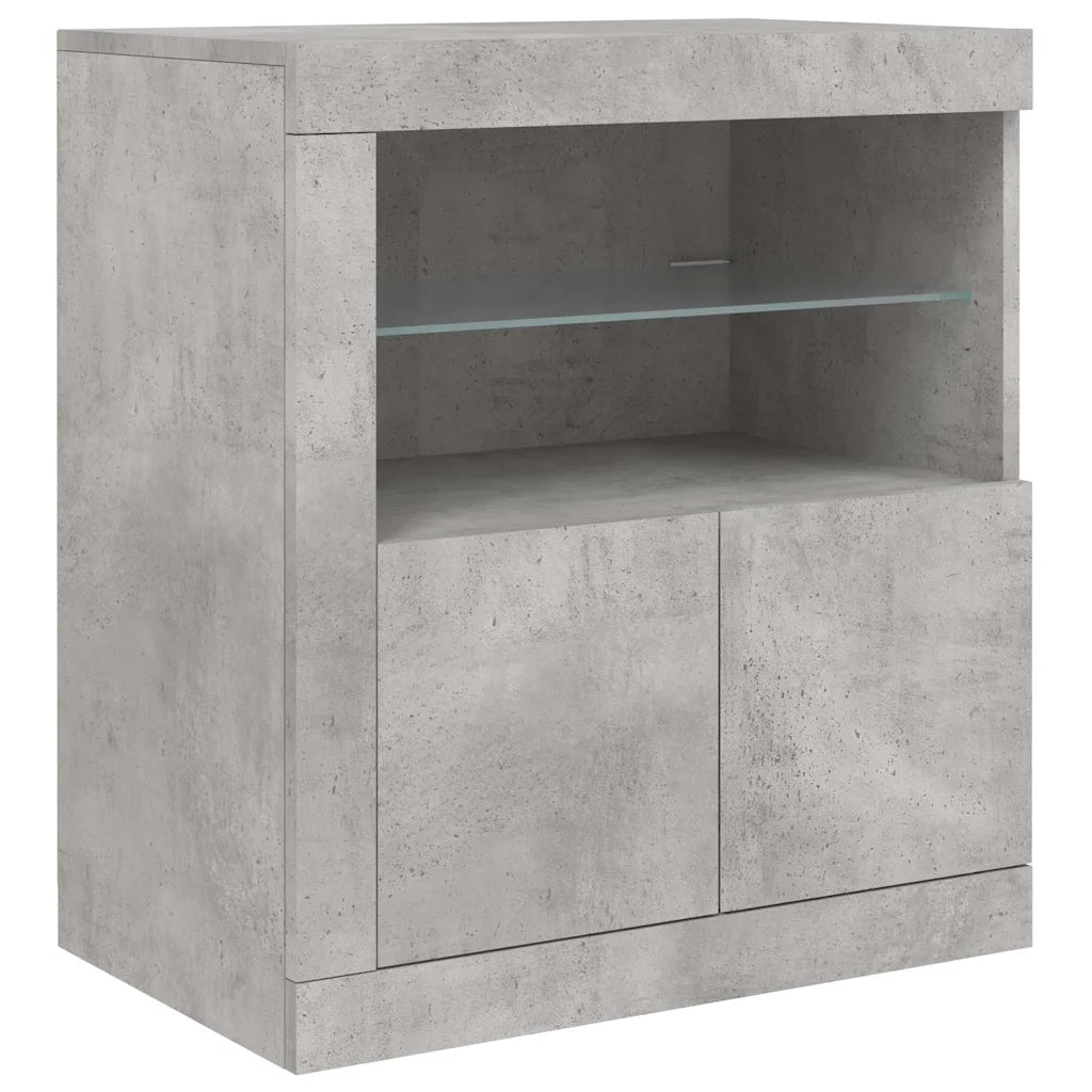 Credenza con Luci LED-Buffet-Armadio da cucina Grigio Cemento 181,5x37x67 cm 618067