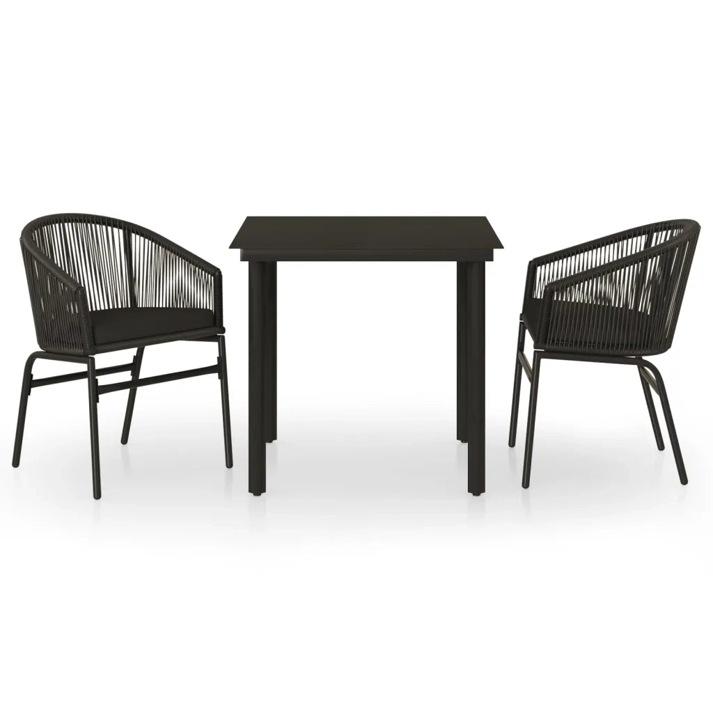 Set Mobili da Pranzo per Giardino 3 pz Nero 3099221