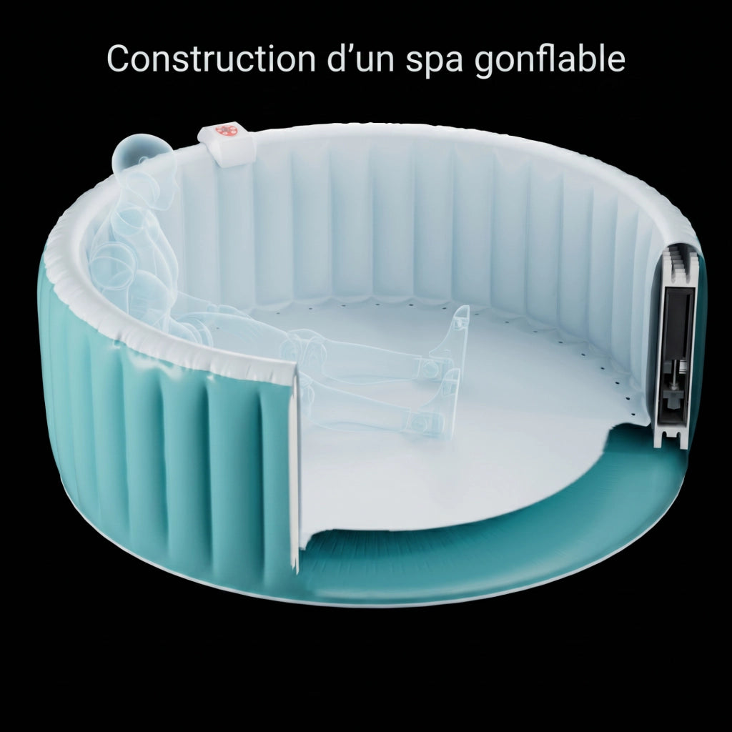 Spa gonfiabile a 4 posti - Forma rotonda - Beneo - Filtro e copertura inclusi - Grigio