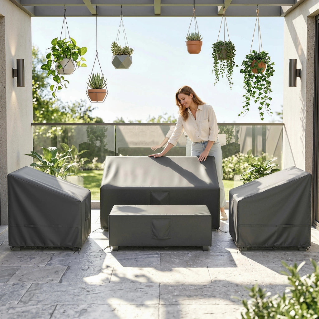 Coperture per Mobili da Giardino 4 Pezzi Impermeabili ¨C Minimal ¨C Nero