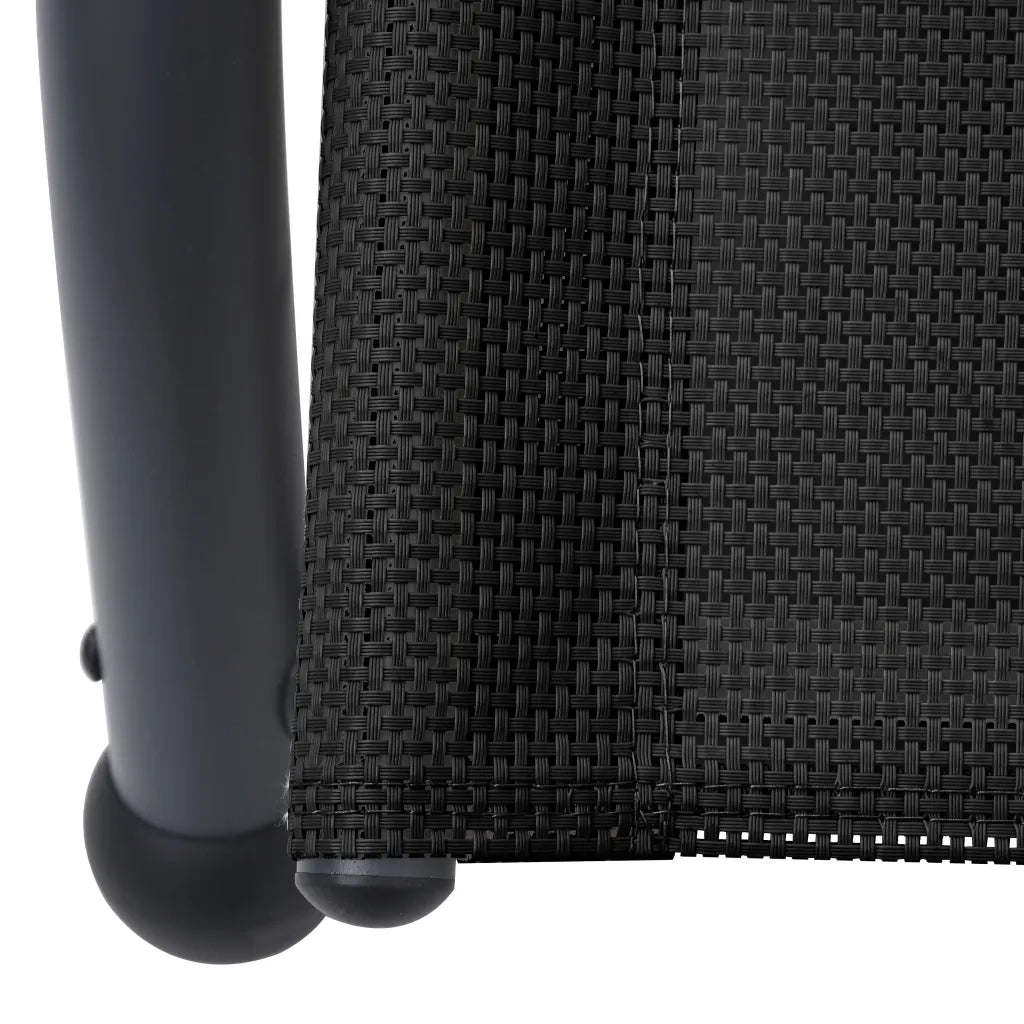 Lettino Prendisole Doppio con Baldacchino in Textilene Nero 310543