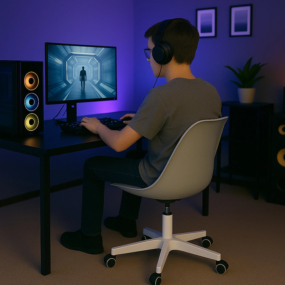 Sedia da Ufficio Poltrona da Studio Girevole Ergonomica con Ruote in PP e Schiuma Grigio