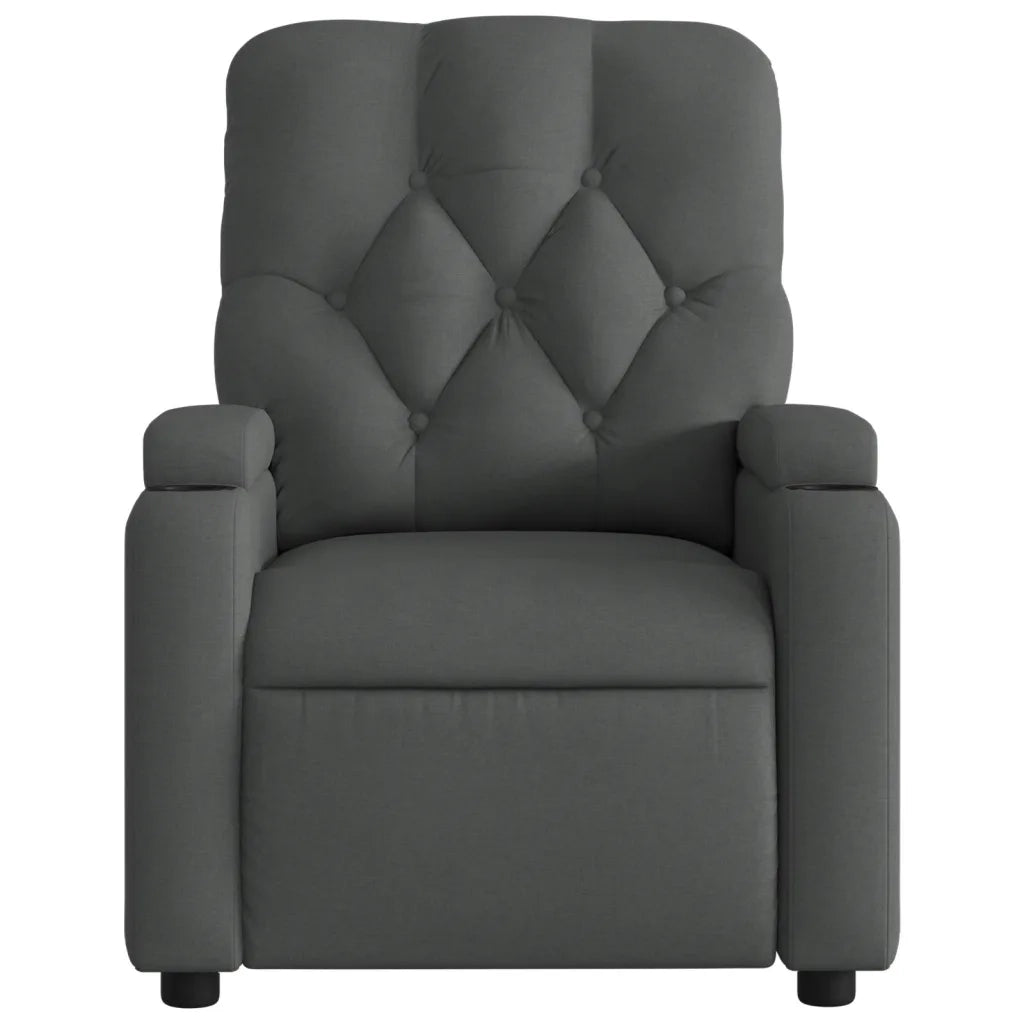 Poltrona | Sedia Relax Reclinabile Massaggio Elettrica Grigio Scuro Tessuto