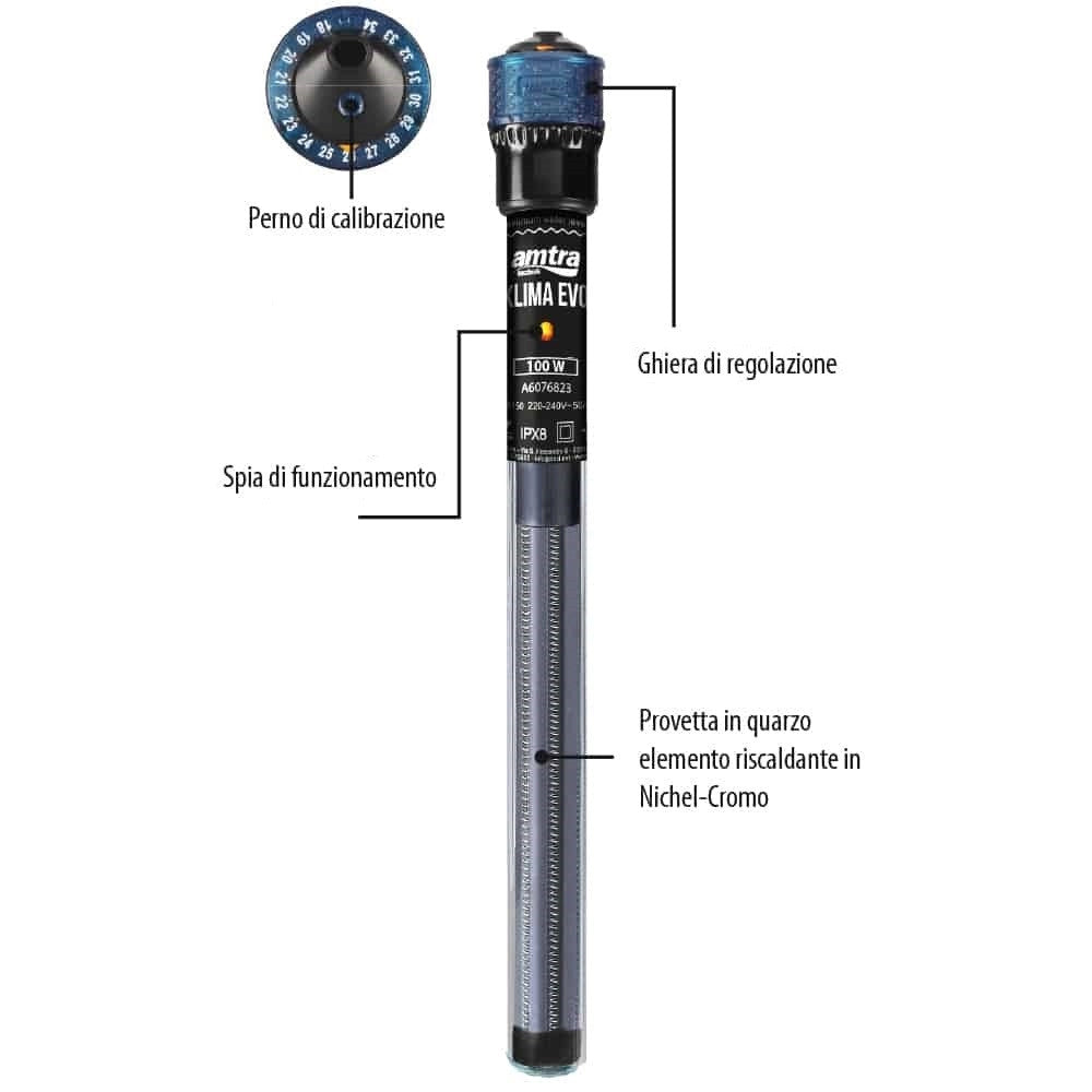 Amtra Klima Evo 75w - riscaldatore automatico per acquari