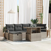 Set Divano da Giardino con cuscino 7 pcs Grigio Poly Rattan 3361128