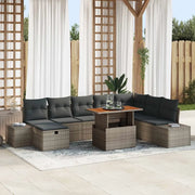 Set Divano da Giardino 9 pcs Grigio Poly Rattan 3361398