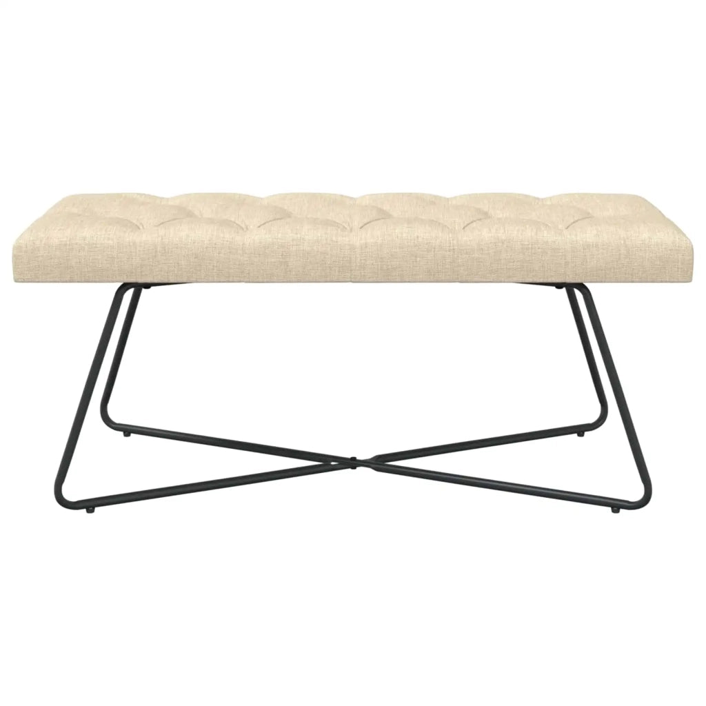 Panchina con bottoni imbottiti Crema 110 x 40 x 46 cm Tessuto 42038378