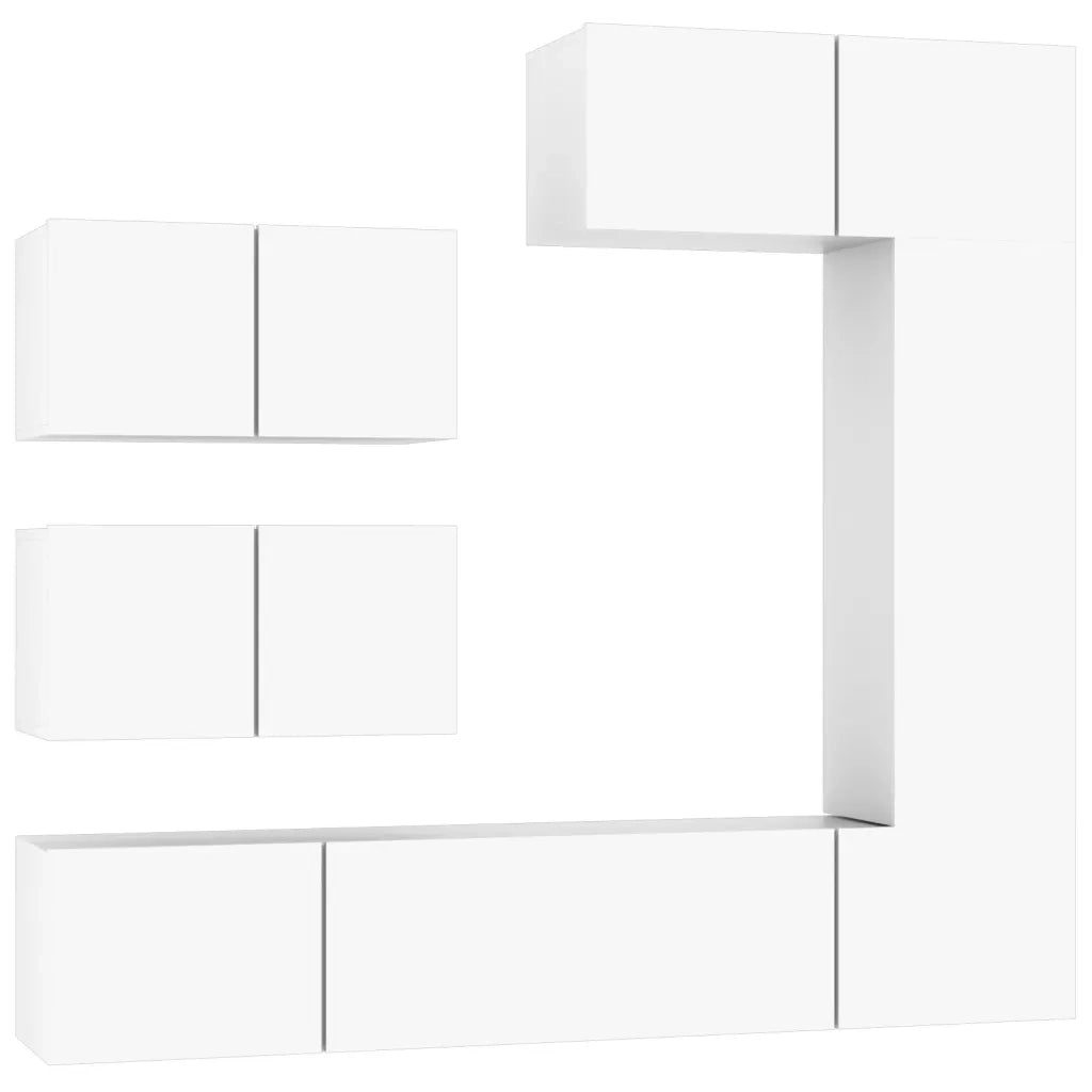 Set di Mobili Porta TV 6 pz-Credenza per TV Bianco in Legno Multistrato 622678