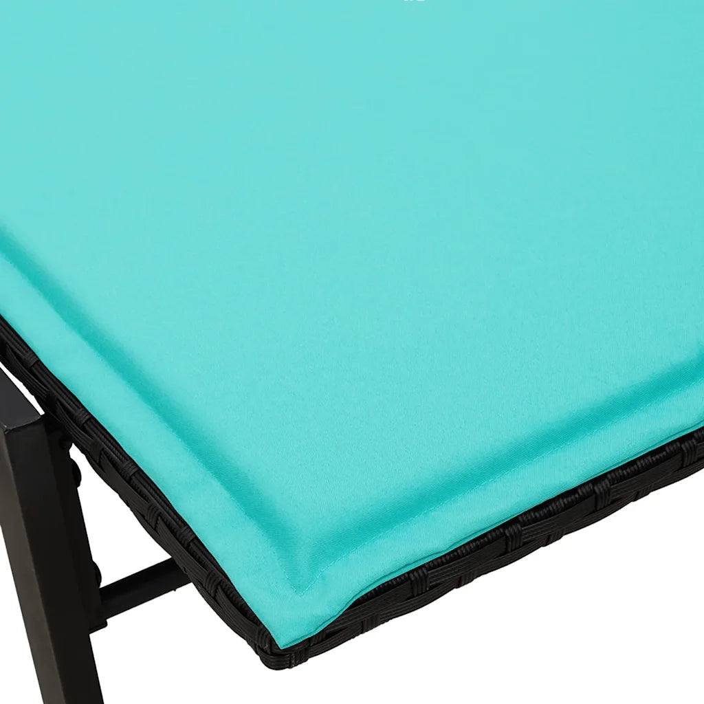 Lettino Prendisole con Cuscino Nero in Polyrattan 4104087