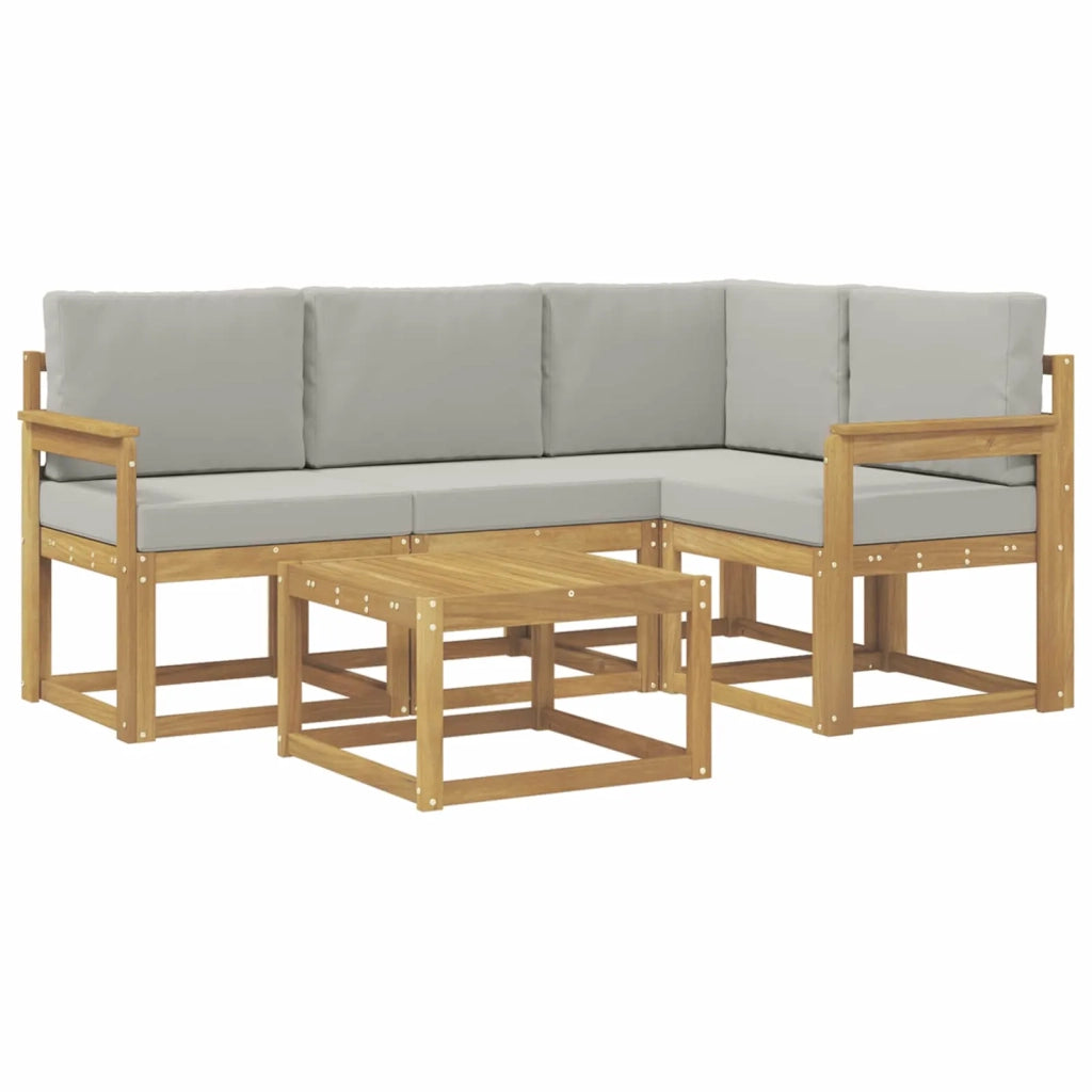 Set di divani da esterno 5 pcs Bianco e Grigio Chiaro 3387585