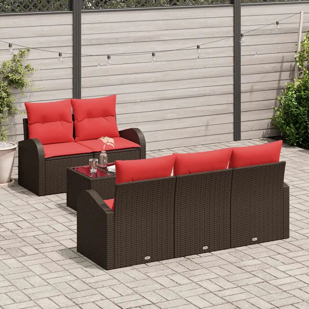 Set Divano da Giardino 6 pcs Beige e Rosso polyrattan 3354593