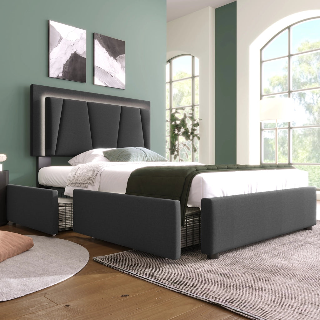 letto imbottito legno grigio 90x200 cm