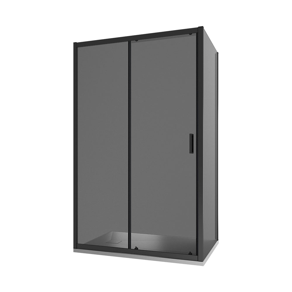 Box doccia 100x90 cm scorrevole vetro 6mm fumè profili nero opaco h185 | Tonga