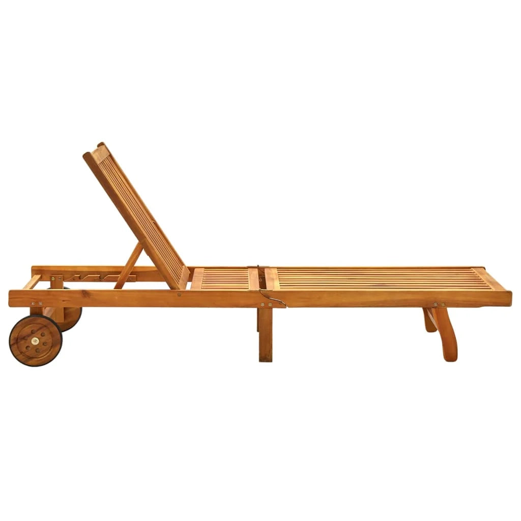 Lettino prendisole sedia a sdraio lettino prendisole letto da giardino mobili da esterno per patio con cuscino legno massello di acacia 02_0012375
