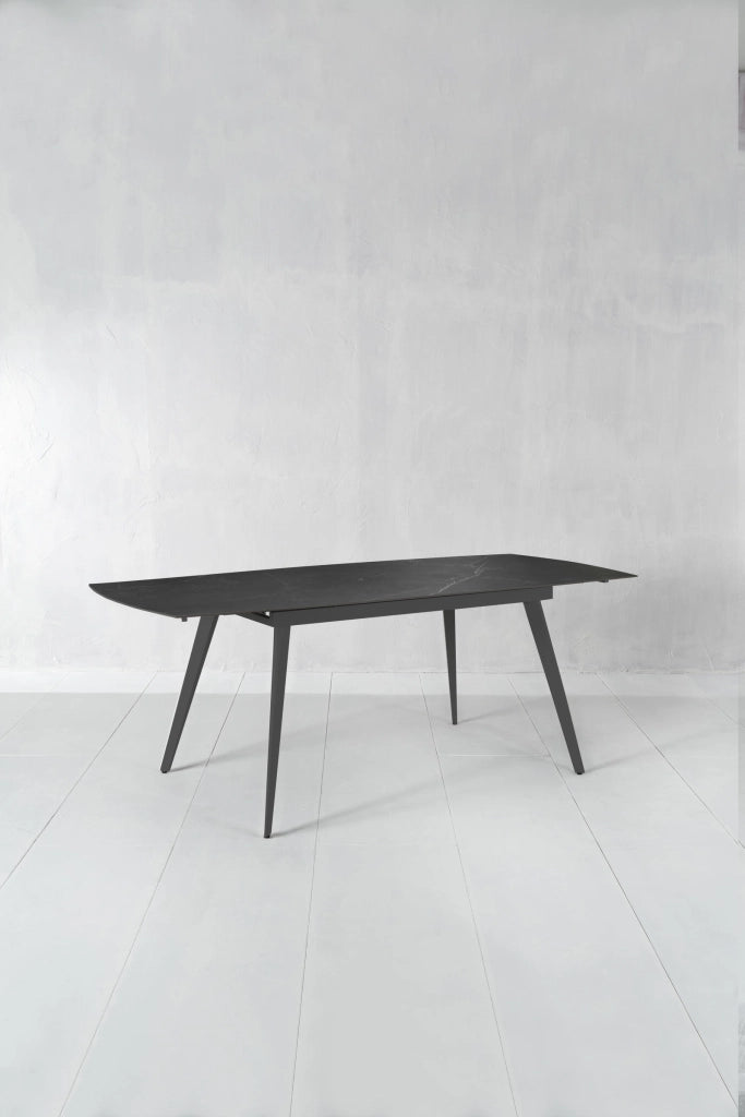 Tavolo Allungabile Nicolas con Piano in Sintered Stone Effetto Marmo Nero e Struttura in Metallo Antracite 140/200x90 cm - Nicolas