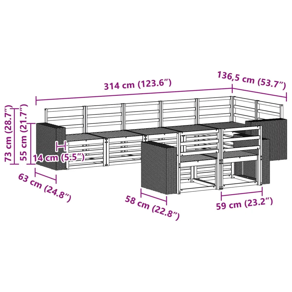 Set di divani da esterno 8 pz Poliestere 3384510