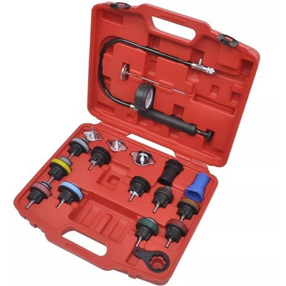 Trade Shop - Kit Tester Di Pressione Prova Radiatore Test Professionale Universale 18 Pezzi -