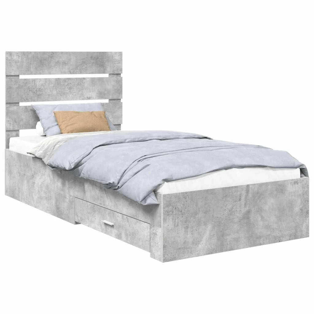 Struttura del letto con cassetto Grigio cemento 90 x 190 cm 3412023
