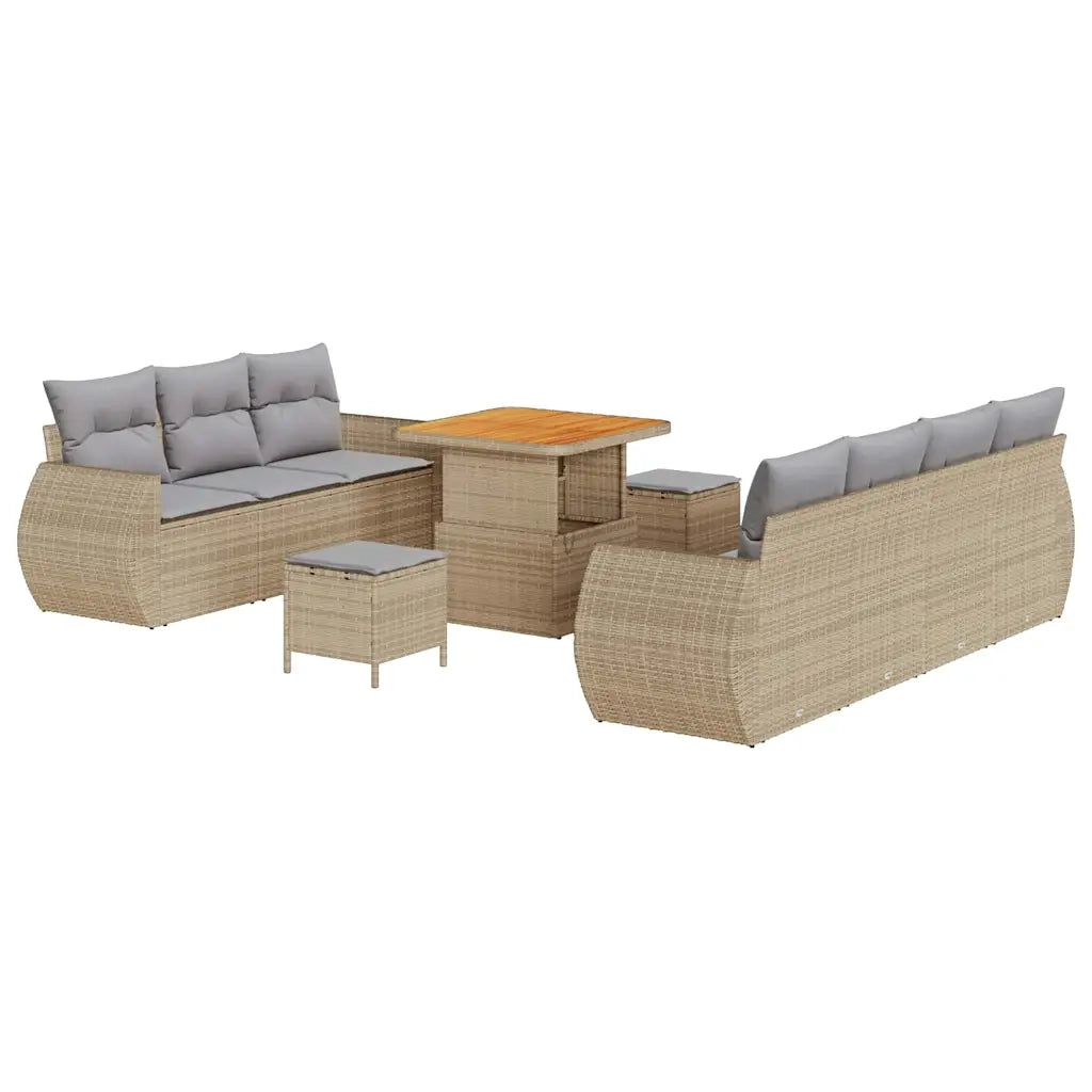 Set Divano da Giardino 10 pcs Beige e Grigio Chiaro polyrattan