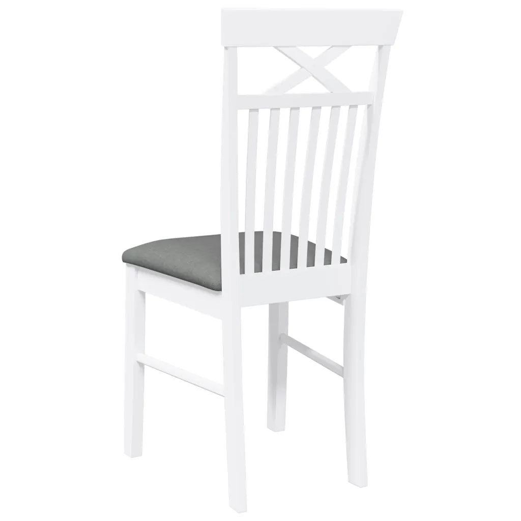 Sedie da Pranzo con Cuscini 2 pz | Sedie da cucina Bianco Legno Massello di Hevea